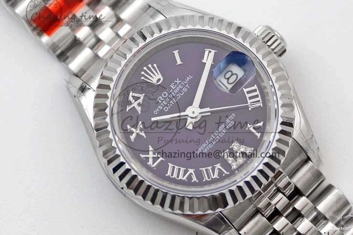 SS Bracelet 904L Dial Steel Best Roman Edition President NH05 TWF on Markers Purple DateJust 28 1:1 Lady 0331